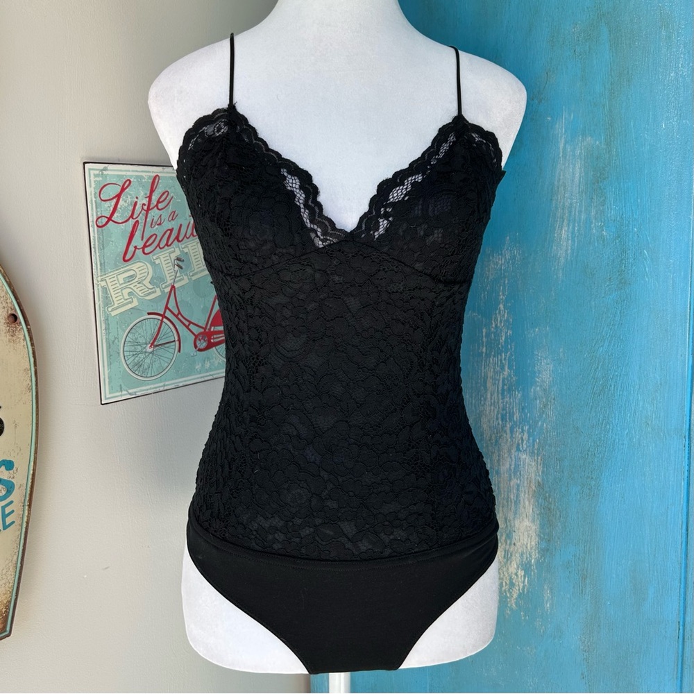Express Black All Lace Tank Top Bodysuit Festival Romantic Flirty Layering Boho